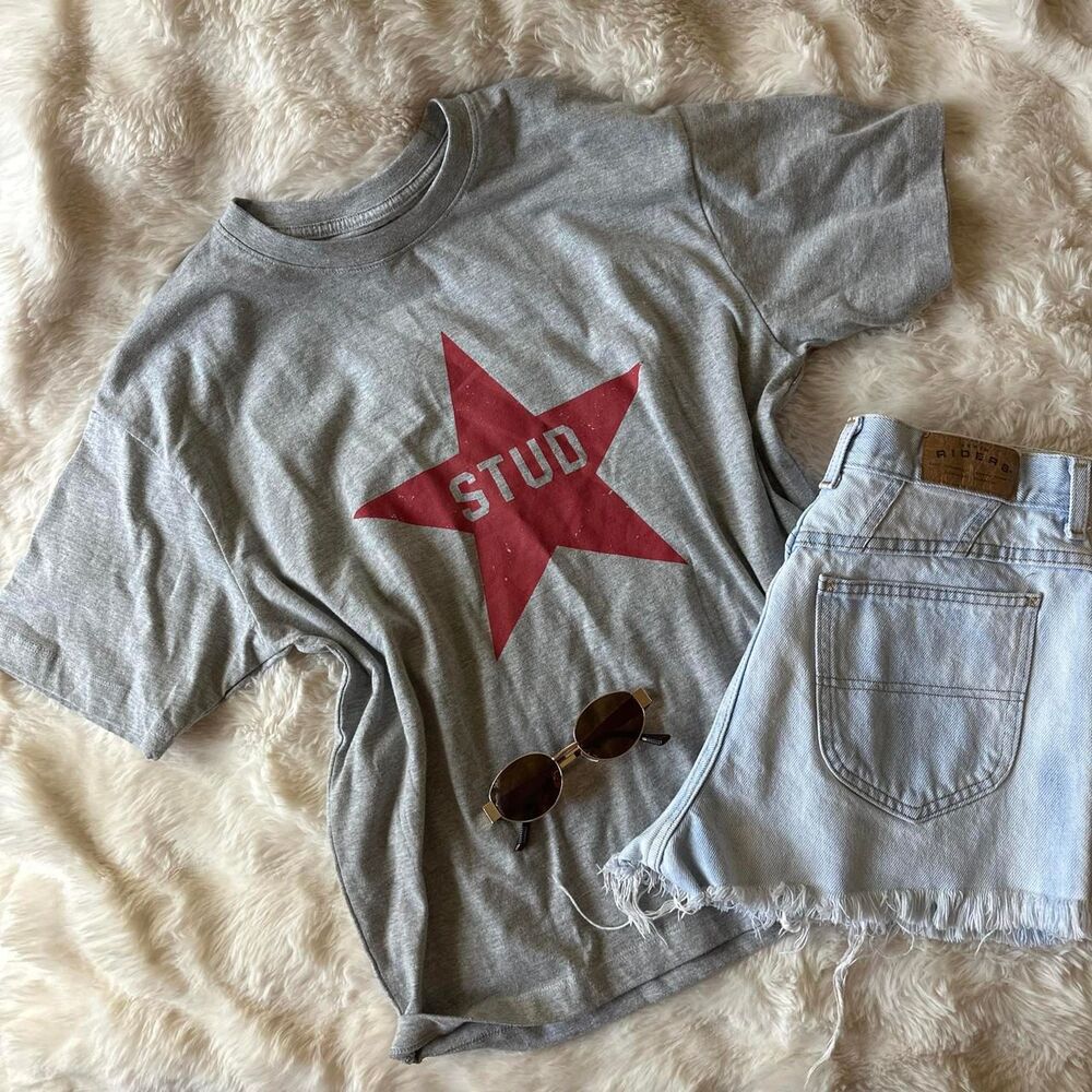 Bdg Women's Grey and Blue T-shirt